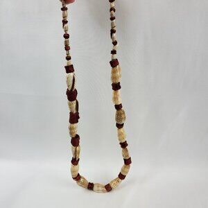 Vintage Long Solid Shell Beaded Necklace